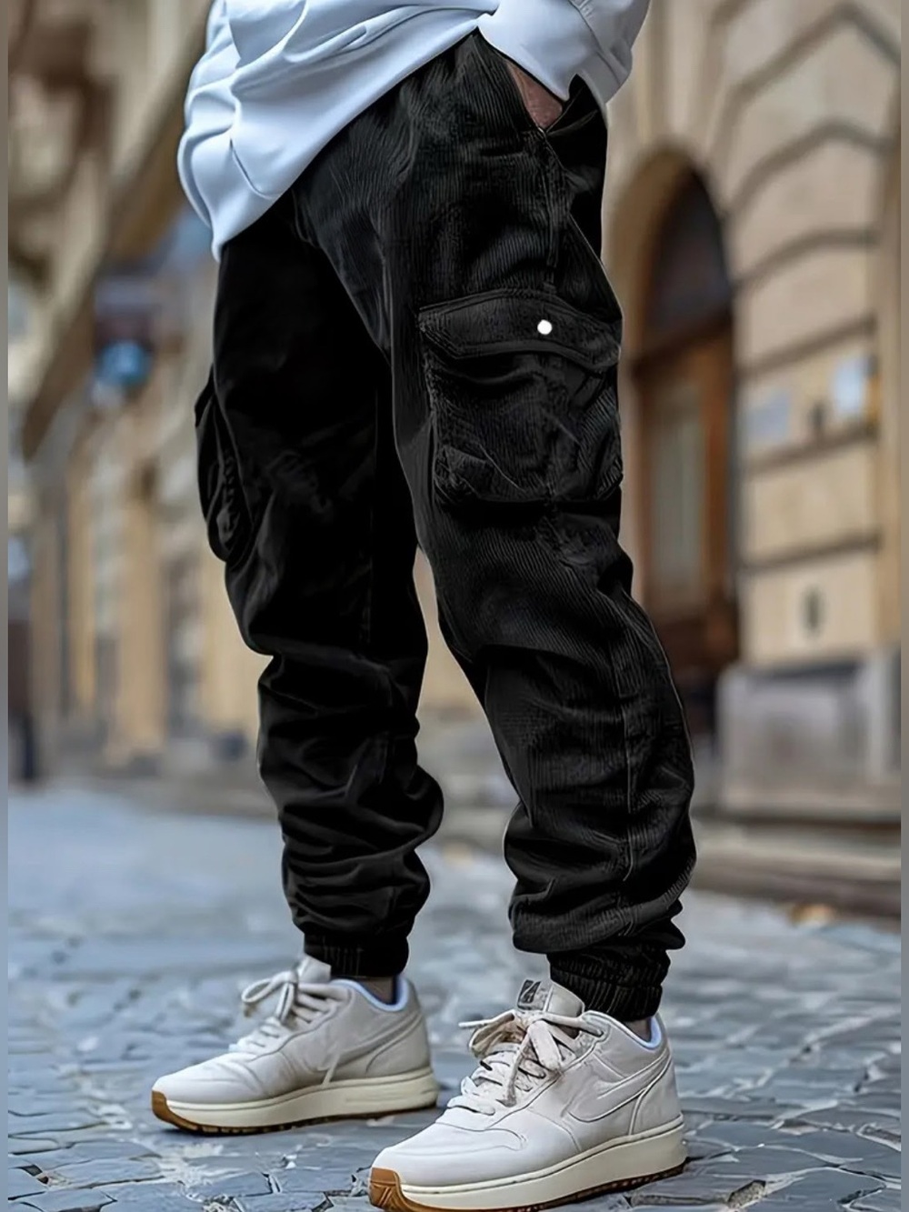 1- Black Cargo Joggers (missing cord)
